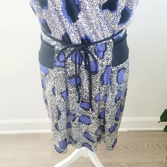 Diane von Furstenberg Oblixe Blue Cheetah Faux Wrap Sleeveless Silk Dress S 6 - Picture 7 of 15